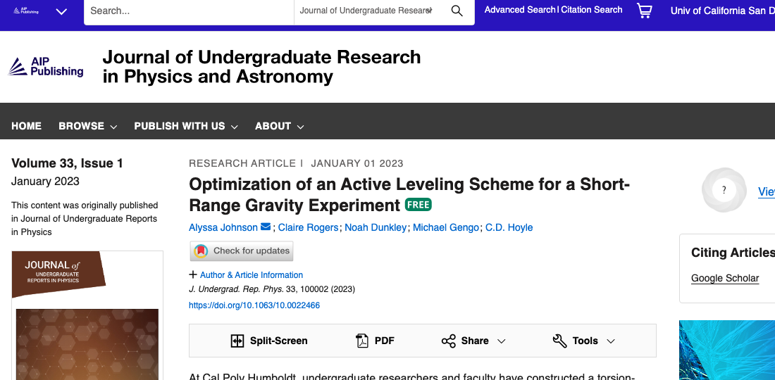 AIP journal article page